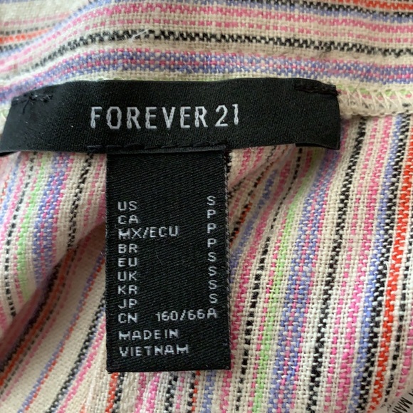 Forever 21 Linen Blend Multi Stripe High Waist Wide Leg Boho Capri - Picture 7 of 8